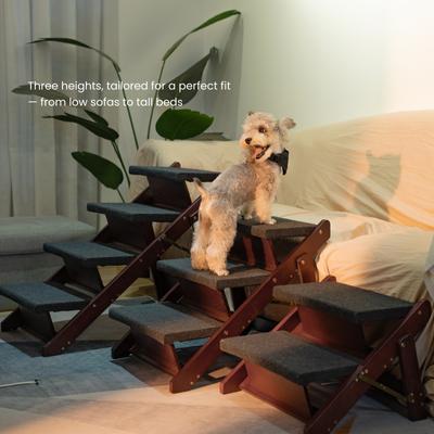 Show full view: MeWang Wooden 2-in-1 Portable Foldable Dog Ramp for Beds & Cars, Brown, Small slide 3 of 8