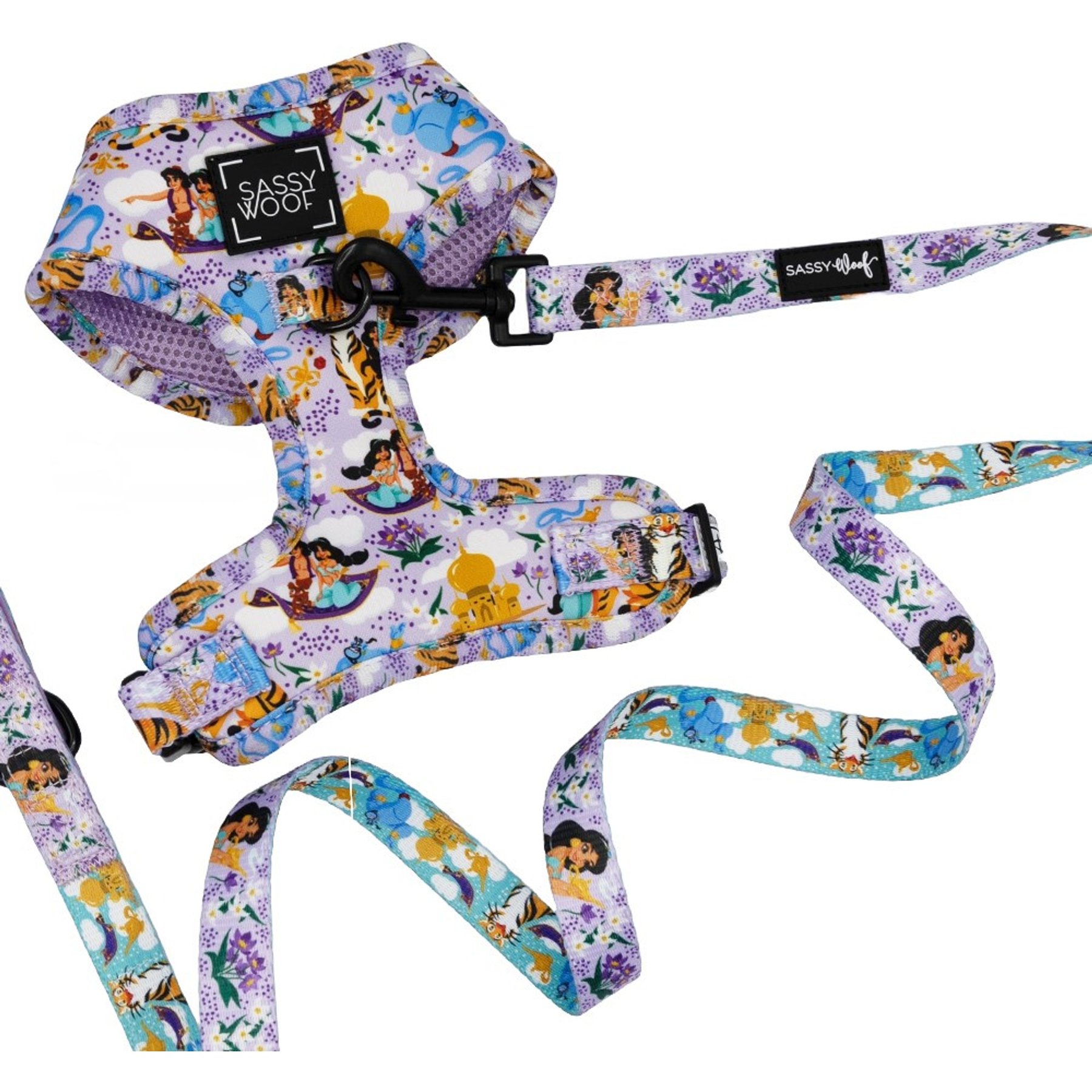 Sassy Woof Disney's Jasmine Dog Harness & Leash, XX-Small: 10 to 14-in chest