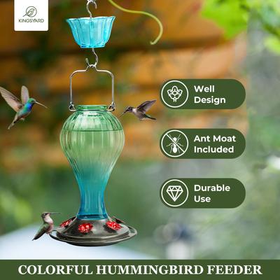 Show full view: Kingsyard Glass Hummingbird Soda Bottle Feeder, Green & Blue, 24-oz slide 4 of 7