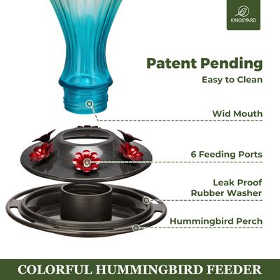 Show full view: Kingsyard Glass Hummingbird Soda Bottle Feeder, Green & Blue, 24-oz slide 3 of 7