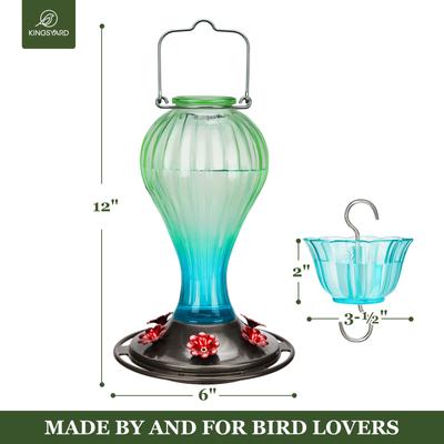 Show full view: Kingsyard Glass Hummingbird Soda Bottle Feeder, Green & Blue, 24-oz slide 2 of 7