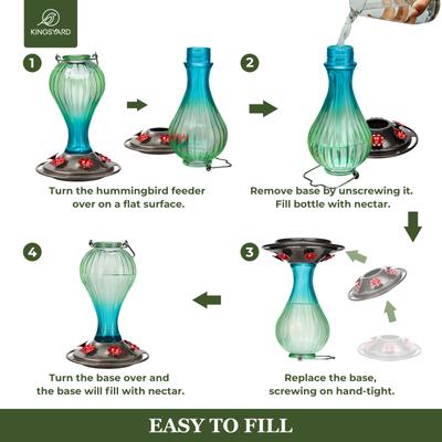 Show full view: Kingsyard Glass Hummingbird Soda Bottle Feeder, Green & Blue, 24-oz slide 5 of 7