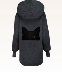 Jill Martin Beth's Furry Friends Black Cat Logo Sherpa Lounger Jacket, Black, XX-Large/XXX-Large slide 2 of 3