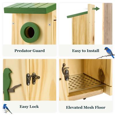Show full view: Kingsyard Classic Bird House with Predator Guard, Green slide 4 of 8