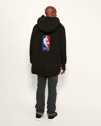 Jill Martin NBA Logoman Unisex Sherpa Lounger Jacket, Black, X-Large/XX-Large