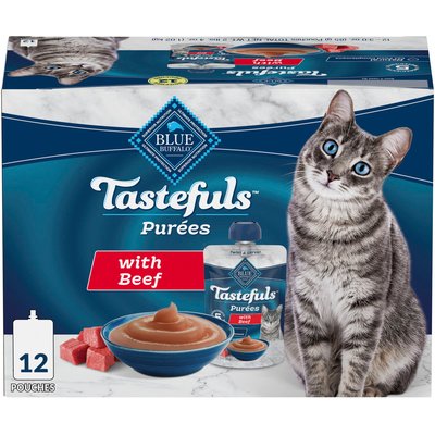 Blue Buffalo Blue Buffalo Tastefuls Purées Beef Adult Cat Food Complement, 3-oz pouch, 12 count
