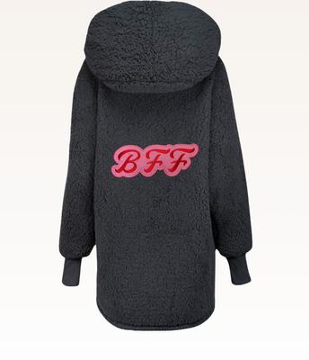 Show full view: Jill Martin Beth's Furry Friends BFF Sherpa Lounger Jacket, Black, X-Small/Small slide 2 of 3