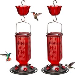 Kingsyard Outdoor Glass Hummingbird Feeder, Red, 2 count