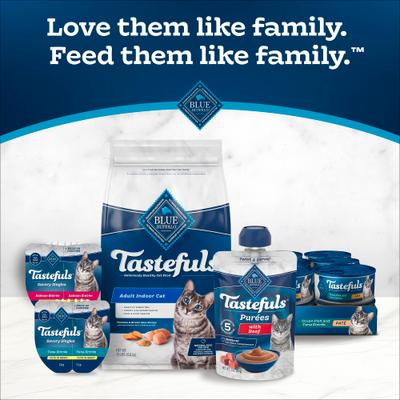 Show full view: Blue Buffalo Tastefuls Purées Beef Adult Cat Food Complement, 3-oz pouch, 12 count slide 10 of 10