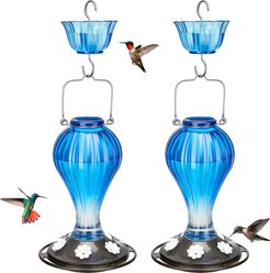 Kingsyard Glass Hummingbird Soda Bottle Feeder, Blue & White, 24-oz, 2 count slide 1 of 7