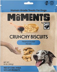 Wet Noses Moments Peanut Butter Crunchy Biscuits Dog Treats, 10-oz bag