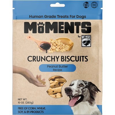 Wet Noses Wet Noses Moments Peanut Butter Crunchy Biscuits Dog Treats, 10-oz bag