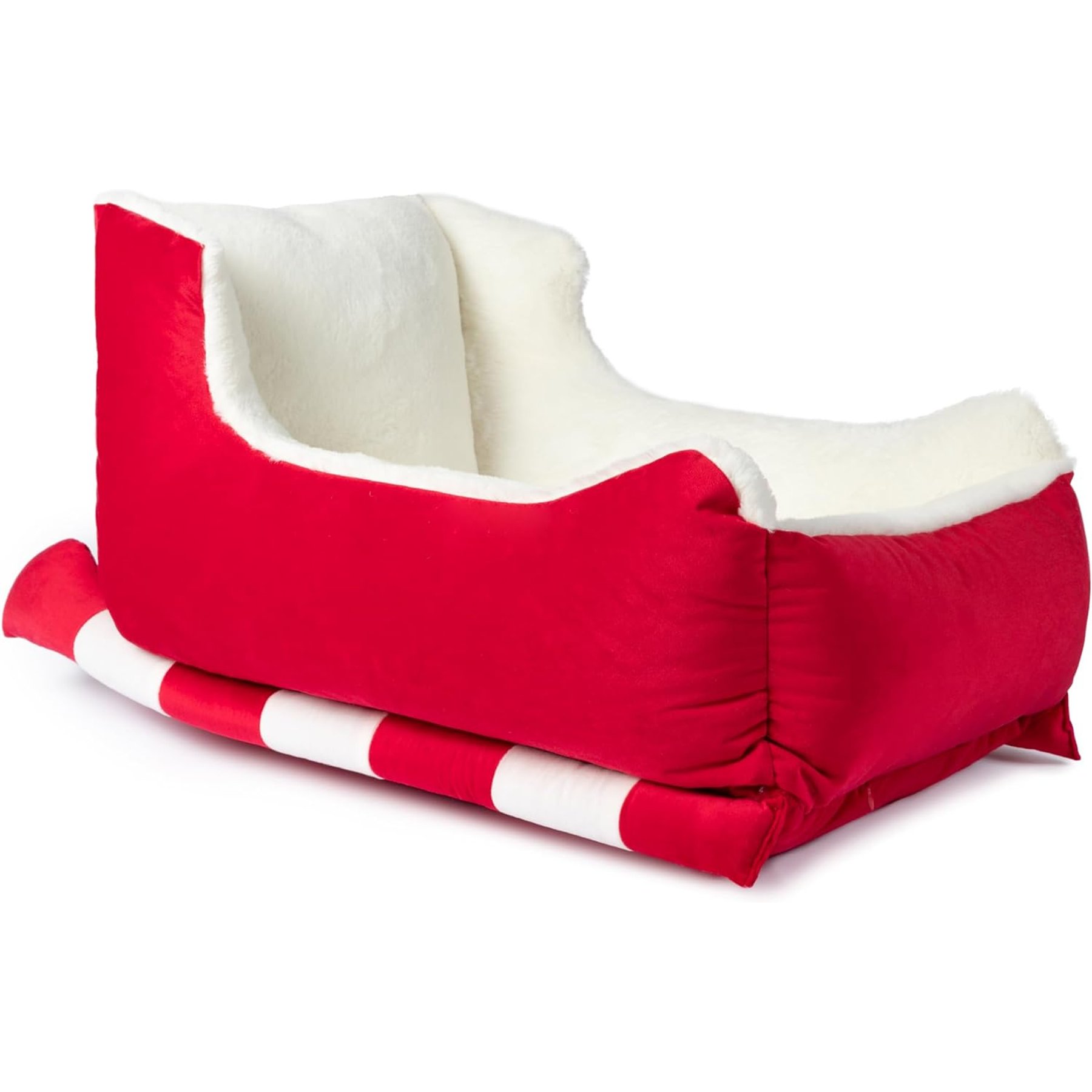 Sherry Kline Pet Collection Holiday Sleigh Washable Dog Bed, Red, Medium: 22 x 32 x 15-in