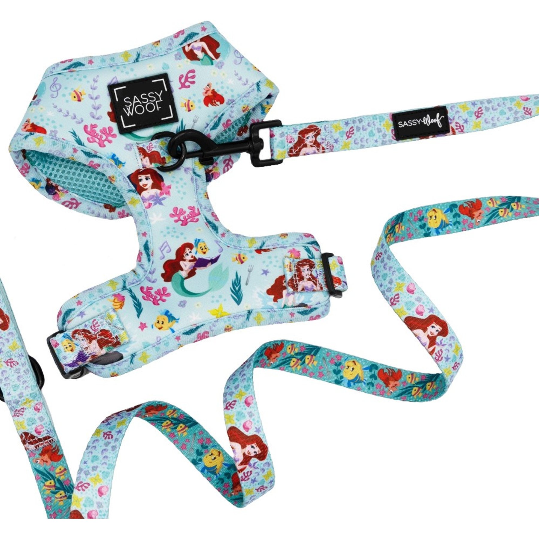 Sassy Woof Disney's Ariel Dog Harness & Leash, X-Large: 24 to 35-in chest