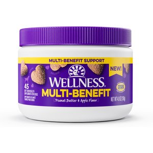 Wellness Peanut Butter & Apple Flavored Soft Chews Multi-Benefit Supplements for Dogs, 45 count