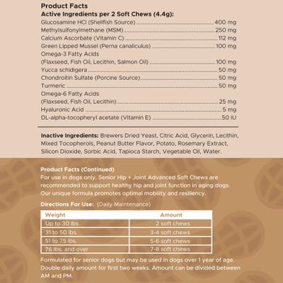 Show full view: Chew + Heal Hip & Joint Mobility Peanut Butter Flavored Soft Chew Senior Dog Supplement, 120 count slide 9 of 11