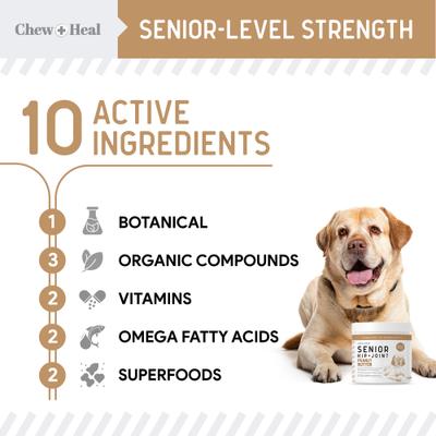 Show full view: Chew + Heal Hip & Joint Mobility Peanut Butter Flavored Soft Chew Senior Dog Supplement, 120 count slide 3 of 11