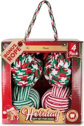 Bow-Wow Pet Christmas Holiday Rope & Rope Balls Dog Toy Gift Set, 5 count