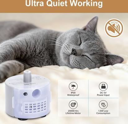 Show full view: Casfuy Ultra-Quiet Replacement Pump for Stainless Steel Pet Water Fountain slide 3 of 7