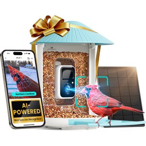 Birdfy Smart Bird Feeder Camera Solar Panel & AI Lifetime Free, Blue, 1.5L