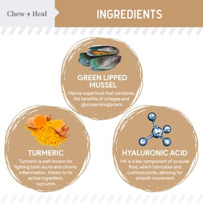 Show full view: Chew + Heal Hip & Joint Mobility Peanut Butter Flavored Soft Chew Senior Dog Supplement, 120 count slide 5 of 11