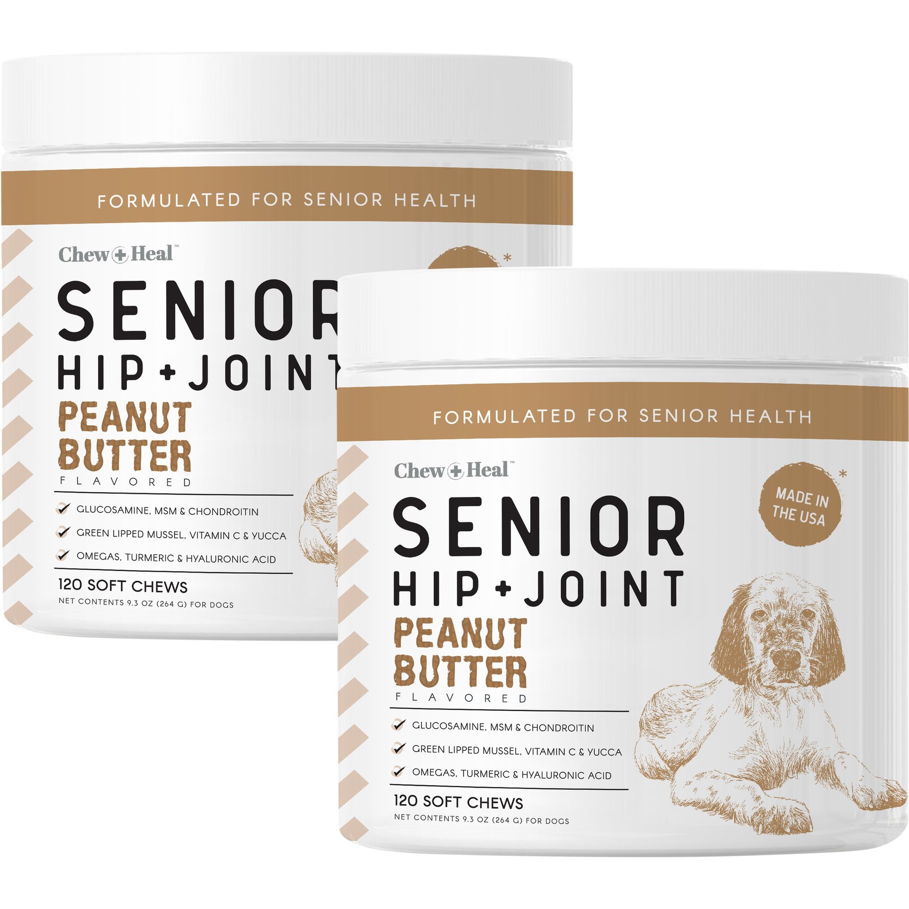 Chew + Heal Hip & Joint Mobility Peanut Butter Flavored Soft Chew Senior Dog Supplement, 240 count