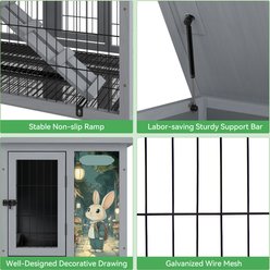 Coziwow 2-Tier Outdoor & Indoor Wooden Rabbit Hutch with Wheels & Pull-Out Trays, 38.98-L, Gray slide 2 of 9