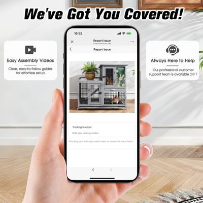 Show full view: Coziwow 2-Tier Wooden Rabbit Hutch Small Animal Cage with Wheels, Gray slide 8 of 11