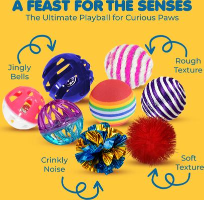 Show full view: SunGrow Indoor Interactive Play Line Bouncy Style Cat Ball Toy, Color Varies, 30 count slide 5 of 8