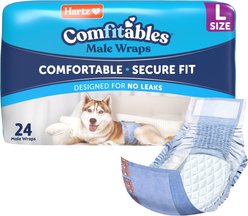 Hartz Comfitables Stretchy Waistband Disposable Male Dog Wraps, Large, 24 count