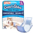 Hartz Comfitables Stretchy Waistband Disposable Male Dog Wraps, Large, 12 count