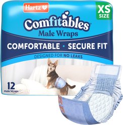 Hartz Comfitables Stretchy Waistband Disposable Male Dog Wraps, X-Small, 12 count