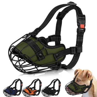Show full view: OOPSDOGGY Adjustable Nylon Metal Reflective Mask Secure Wire Basket Pitbull Dog Amstaff Soft Cage Muzzle, Green slide 1 of 8