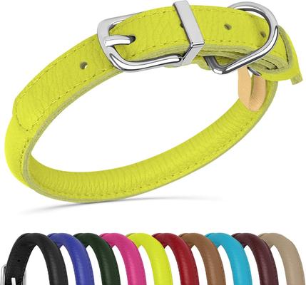 Show full view: OOPSDOGGY Soft Rolled Leather Dog Collar, Lime Green, XX-Small: 7 to 9-in neck, 3/8-in wide slide 1 of 6
