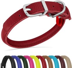 OOPSDOGGY Soft Rolled Leather Dog Collar, Red, X-Small: 8 to 11-in neck, 3/8-in wide