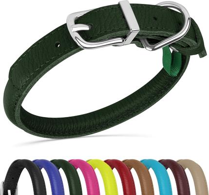 Show full view: OOPSDOGGY Soft Rolled Leather Dog Collar, Green, X-Small: 8 to 11-in neck, 3/8-in wide slide 1 of 8