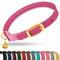 Show in main carousel: OOPSDOGGY Rolled Leather Reflective Cat Collar with Bell & Safety Elastic Strap, Fuchsia, 8 to 11-in neck, 3/8-in wide slide 1 of 8