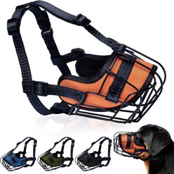OOPSDOGGY Adjustable Breathable Wire Basket Metal Rottweiler Dog Muzzle, Orange