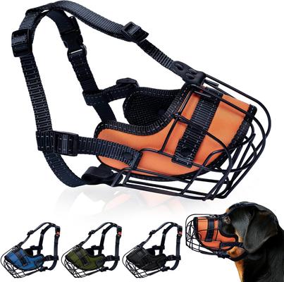 Show full view: OOPSDOGGY Adjustable Breathable Wire Basket Metal Rottweiler Dog Muzzle, Orange slide 1 of 9