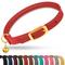 Show in main carousel: OOPSDOGGY Rolled Leather Reflective Cat Collar with Bell & Safety Elastic Strap, Red, 8 to 11-in neck, 3/8-in wide slide 1 of 8