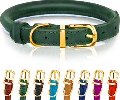OOPSDOGGY Soft Padded Rolled Leather Reflective Dog Collar, Green, X-Large: 17 to 21-in neck, 4/5-in wide