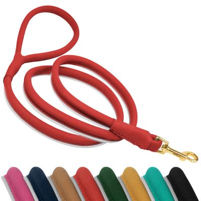 Show full view: OOPSDOGGY Outdoor Rolled Leather Reflective Walking Running Dog Leash, Red, Medium/Large: 6-ft long, 3/4-in wide slide 1 of 8