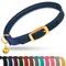 Show in main carousel: OOPSDOGGY Rolled Leather Reflective Cat Collar with Bell & Safety Elastic Strap, Blue, 8 to 11-in neck, 3/8-in wide slide 1 of 8