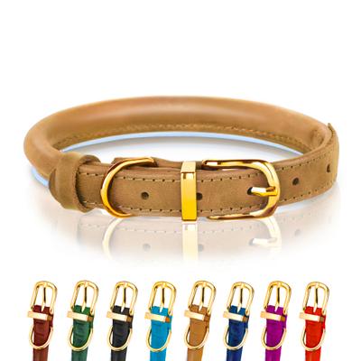 Show full view: OOPSDOGGY Soft Padded Rolled Leather Reflective Dog Collar, Camel, Small: 10 to 13-in neck, 3/5-in wide slide 1 of 6