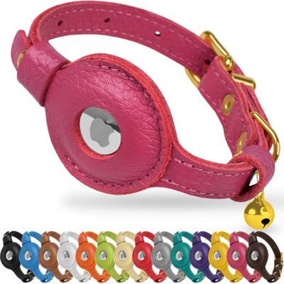 Show full view: OOPSDOGGY Lightweight GPS Leather Apple Air Tag Holder Cat Collar with Bell, Pink, 8 to 11-in neck, 1/2-in wide slide 1 of 6