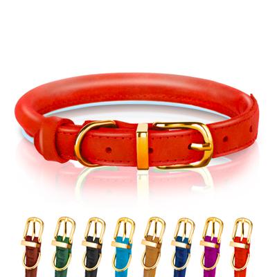 Show full view: OOPSDOGGY Soft Padded Rolled Leather Reflective Dog Collar, Red, Small: 10 to 13-in neck, 3/5-in wide slide 1 of 6