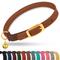 Show in main carousel: OOPSDOGGY Rolled Leather Reflective Cat Collar with Bell & Safety Elastic Strap, Brown, 8 to 11-in neck, 3/8-in wide slide 1 of 9