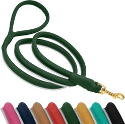 OOPSDOGGY Outdoor Rolled Leather Reflective Walking Running Dog Leash, Green, Medium/Large: 6-ft long, 3/4-in wide