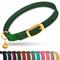 Show in main carousel: OOPSDOGGY Rolled Leather Reflective Cat Collar with Bell & Safety Elastic Strap, Green, 8 to 11-in neck, 3/8-in wide slide 1 of 9