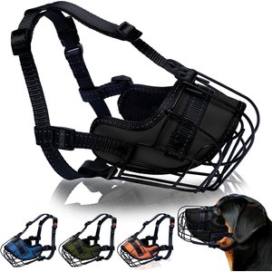 OOPSDOGGY Adjustable Breathable Wire Basket Metal Rottweiler Dog Muzzle, Black